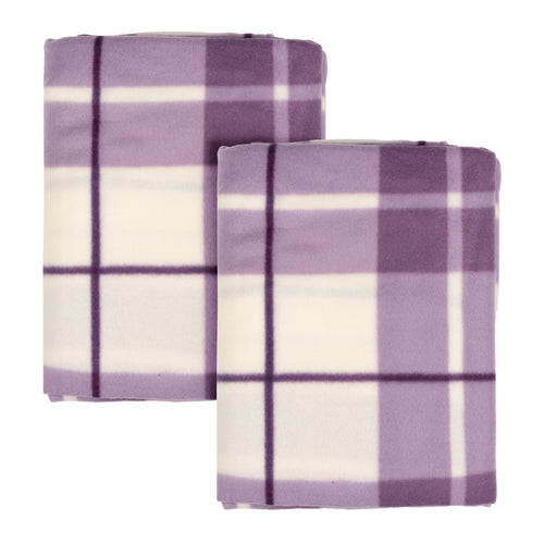  Throws - Check Fleece 2 Pack Throw Lilac Riva Home