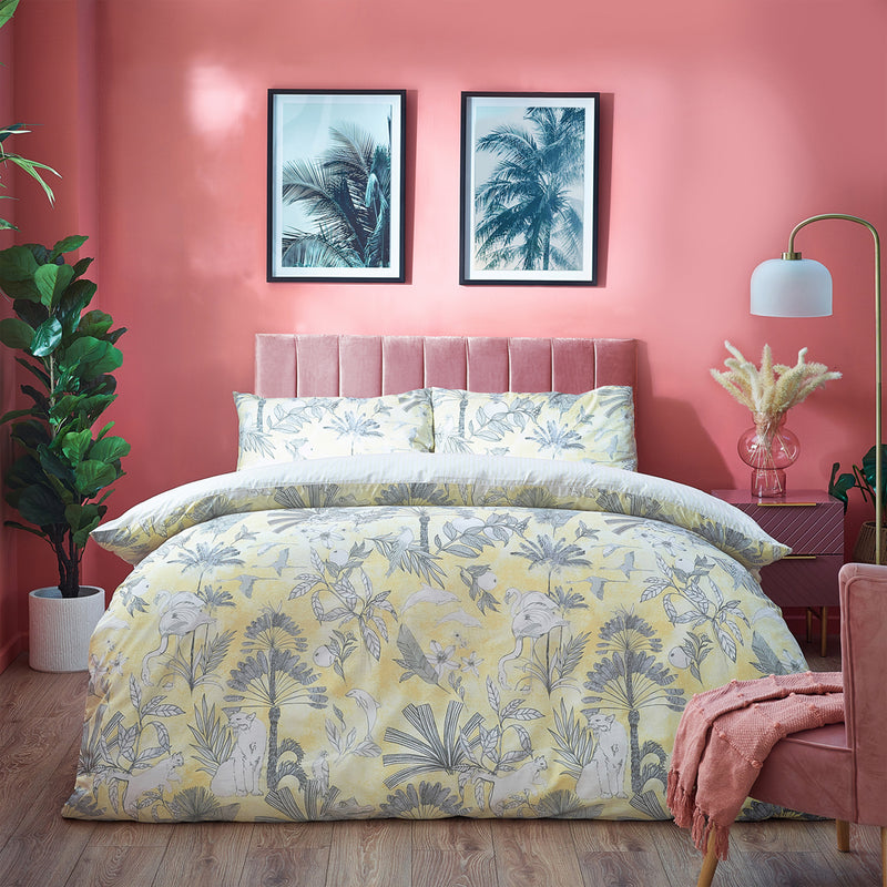 furn. Colony Palm Botanical Duvet Cover Set in Yellow