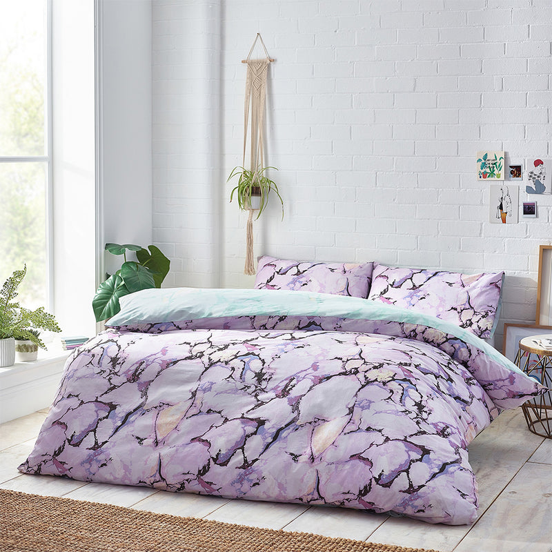 Style Lab Marble Duvet Cover Set in Pastels