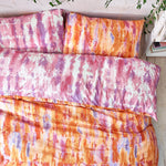 Style Lab Tie Dye Abstract Duvet Cover Set in Tangerine/Lavender