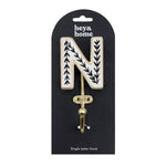  Accessories - Alphabet N Set of 1 Wall Hooks Ivory/Black Heya Home