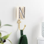  Accessories - Alphabet N Set of 1 Wall Hooks Ivory/Black Heya Home