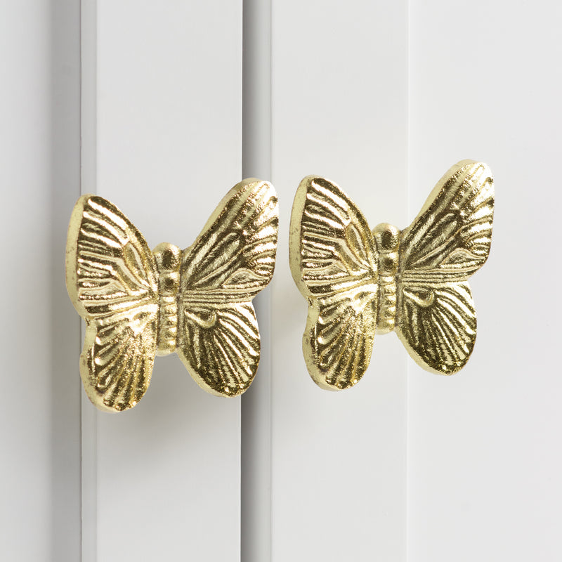  Accessories - Butterfly Set of 4 Drawer Knobs Antique Gold Wylder