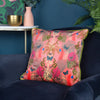 Animal Multi Cushions - Exotic Canopy Illustrated Cushion Cover Coral Pink Kate Merritt