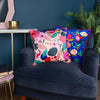 Floral Multi Cushions - Fiesta Folk Illustrated Cushion Cover Cobalt Kate Merritt