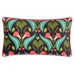 Kate Merritt Floral Folk Illustrated Cushion Cover in Black/Coral