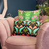 Kate Merritt Floral Folk Illustrated Cushion Cover in Black/Coral