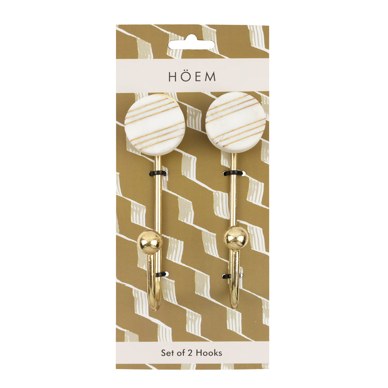  Accessories - Gold Lines Set of 2 Wall Hooks White/Gold HÖEM