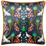 Kate Merritt Herons Illustrated Cushion Cover in Navy