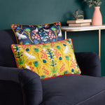 Kate Merritt Herons Illustrated Cushion Cover in Navy