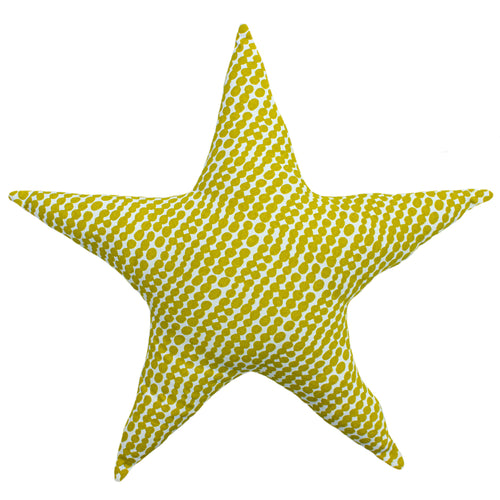 little furn. Printed Star Kids Ready Filled Cushion in Mustard/Grey