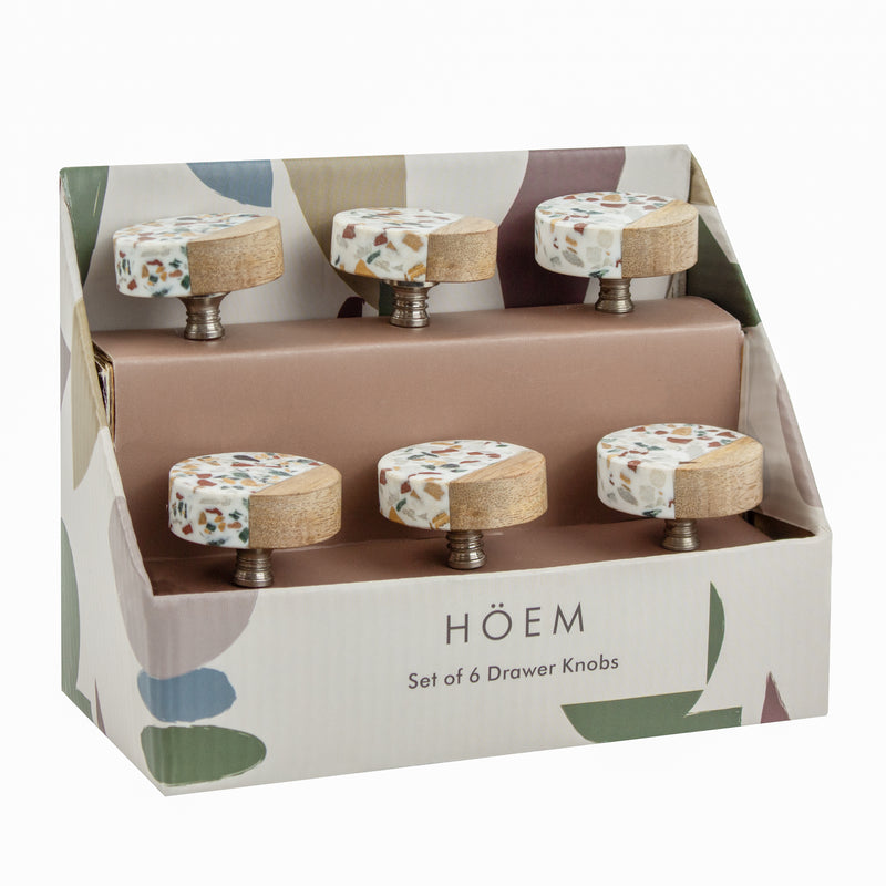  Accessories - Resin Wood Set of 6 Drawer Knobs Multicolour HÖEM