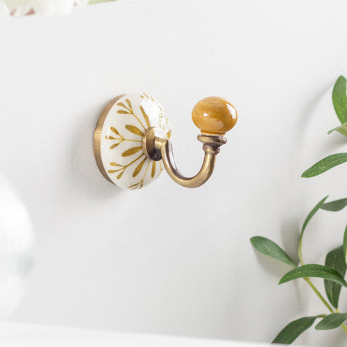  Accessories - Traditional Ceramic Set of 2 Wall Hooks Ochre furn.