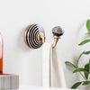  Accessories - Traditional Ceramic Set of 2 Wall Hooks Black Stripe furn.