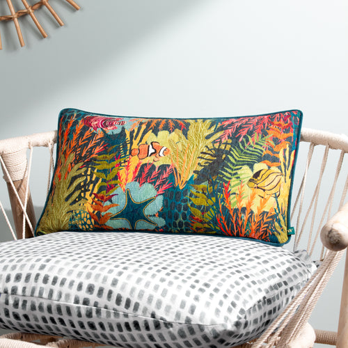 Wylder Abyss Coral Bay Rectangular Cushion Cover in Multicolour