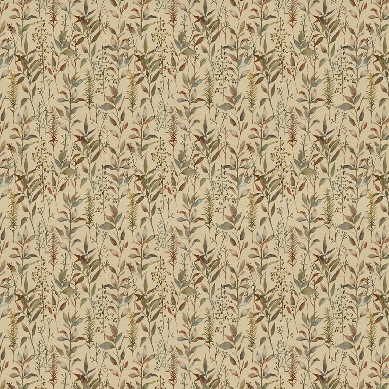 Floral Brown Fabric - Aberduna Printed Cotton Fabric (By The Metre) Mulberry Voyage Maison