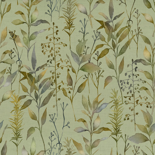 Floral Green Fabric - Aberduna Printed Cotton Fabric (By The Metre) Sage Voyage Maison