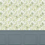 Floral Green Wallpaper - Aberduna  1.4m Wide Width Wallpaper (By The Metre) Linen Voyage Maison