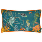 Wylder Abyss Sea Creatures Rectangular Cushion Cover in Ocean