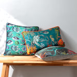 Wylder Abyss Sea Creatures Rectangular Cushion Cover in Ocean