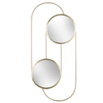 Yard Abstract Double Round Circular Wall Mirror in Brass