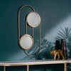 Yard Abstract Double Round Circular Wall Mirror in Brass