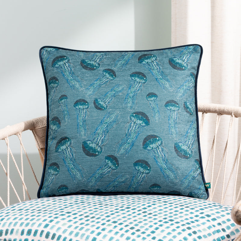 Wylder Abyss Jellyfish Cushion Cover in Petrol