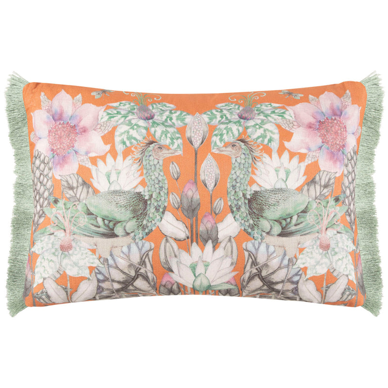 Animal Orange Cushions - Acanthis Printed Cushion Cover Rust Voyage Maison