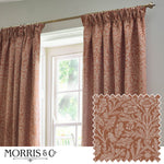 Floral Red Curtains - Acorn Tonal Matt Jacquard Pencil Pleat Curtains Brick Morris & Co