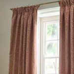 Floral Red Curtains - Acorn Tonal Matt Jacquard Pencil Pleat Curtains Brick Morris & Co