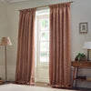 Floral Red Curtains - Acorn Tonal Matt Jacquard Pencil Pleat Curtains Brick Morris & Co