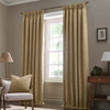 Floral Gold Curtains - Acorn Tonal Matt Jacquard Pencil Pleat Curtains Gold Morris & Co