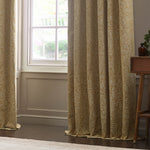 Floral Gold Curtains - Acorn Tonal Matt Jacquard Pencil Pleat Curtains Gold Morris & Co