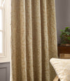 Floral Gold Curtains - Acorn Tonal Matt Jacquard Pencil Pleat Curtains Gold Morris & Co