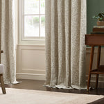 Floral Cream Curtains - Acorn Tonal Matt Jacquard Pencil Pleat Curtains Ivory Morris & Co