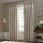 Floral Beige Curtains - Acorn Tonal Matt Jacquard Pencil Pleat Curtains Linen Morris & Co