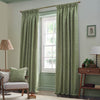 Floral Green Curtains - Acorn Tonal Matt Jacquard Pencil Pleat Curtains Sage Morris & Co