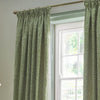 Floral Green Curtains - Acorn Tonal Matt Jacquard Pencil Pleat Curtains Sage Morris & Co