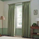 Floral Green Curtains - Acorn Tonal Matt Jacquard Pencil Pleat Curtains Sage Morris & Co