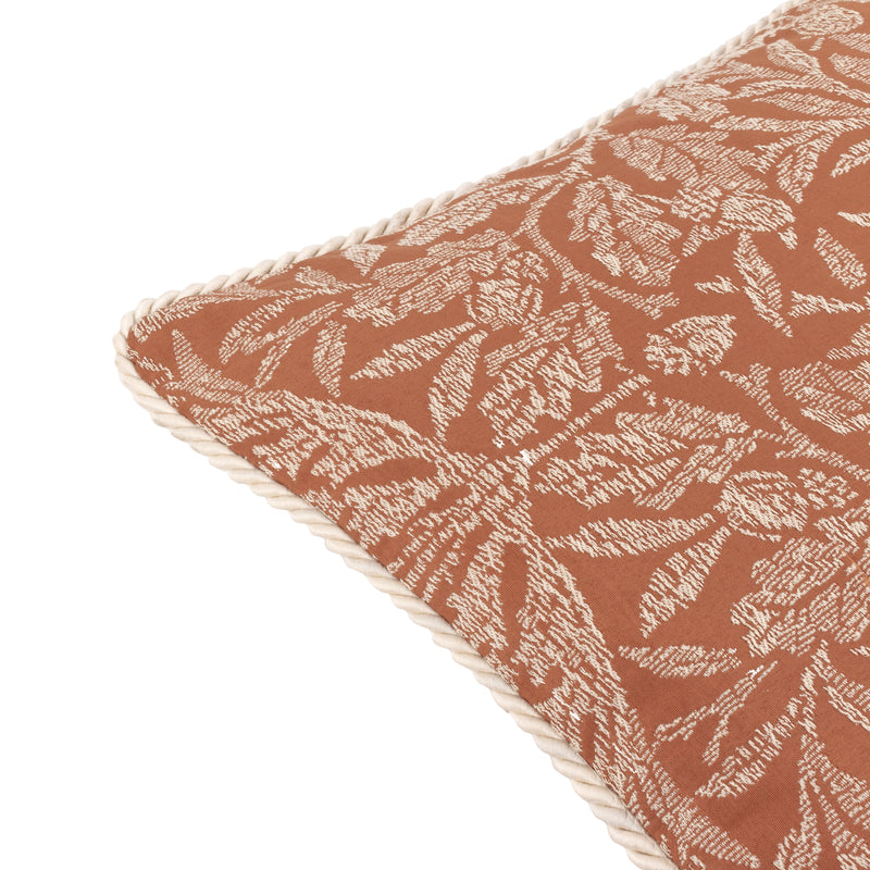 Floral Orange Cushions - Acorn Tonal Jacquard Cushion Cover Brick Morris & Co