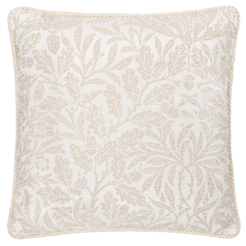 Floral White Cushions - Acorn Tonal Jacquard Feather Rich Filled Cushion Ivory Morris & Co