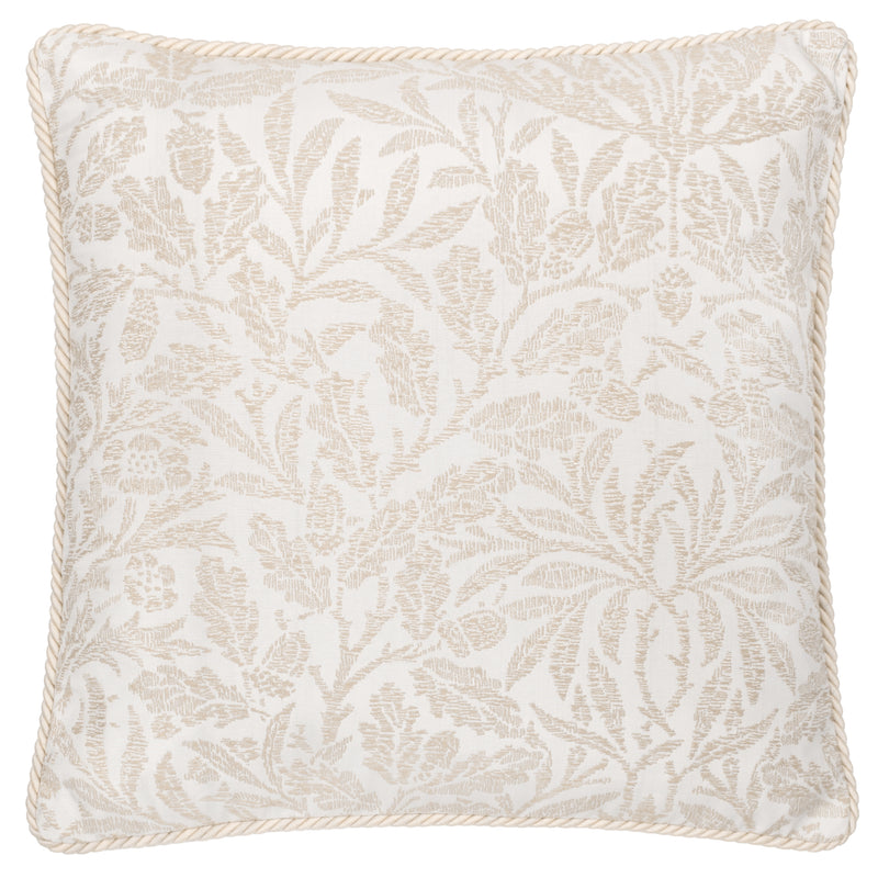 Floral White Cushions - Acorn Tonal Jacquard Cushion Cover Ivory Morris & Co