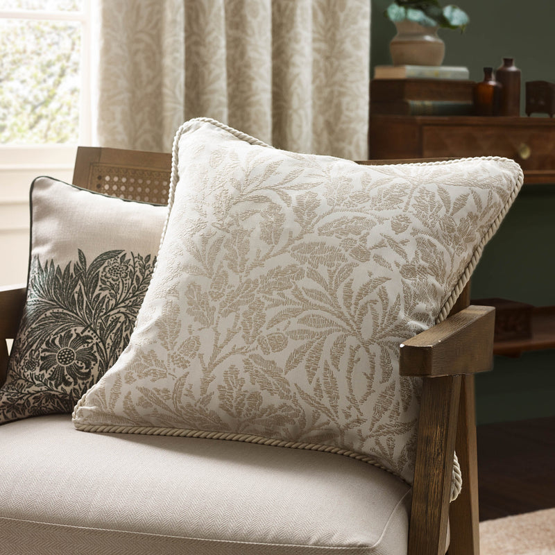 Floral White Cushions - Acorn Tonal Jacquard Feather Rich Filled Cushion Ivory Morris & Co