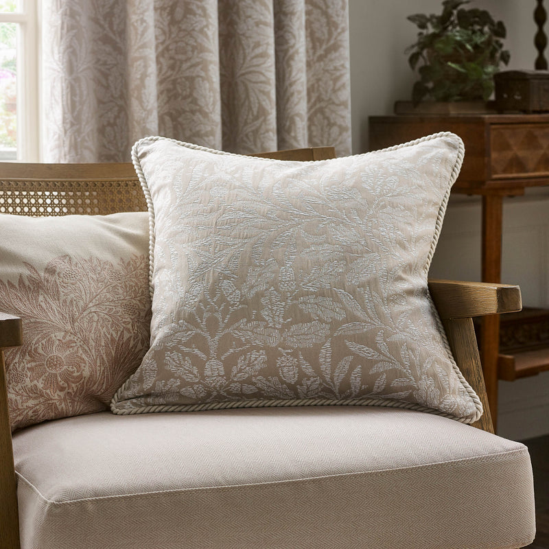 Floral Grey Cushions - Acorn Tonal Jacquard Feather Rich Filled Cushion Linen Morris & Co