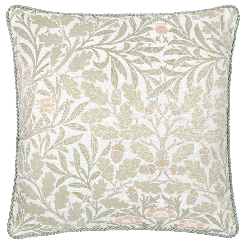 Floral Beige Cushions - Acorn Multi Jacquard Cushion Cover Stone/Sage Morris & Co