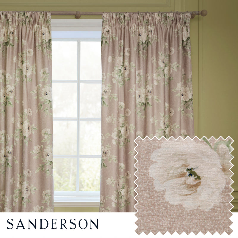 Floral Pink Curtains - Adele Floral Chenille Pencil Pleat Curtains Rose Sanderson