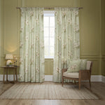 Floral Green Curtains - Adele Floral Chenille Pencil Pleat Curtains Sage Sanderson