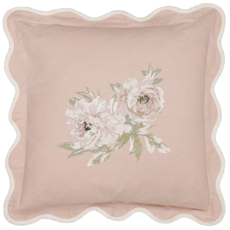 Floral Pink Cushions - Adele Floral Embroidered Cushion Cover Rose Sanderson