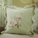 Floral Green Cushions - Adele Floral Embroidered Cushion Cover Sage Sanderson