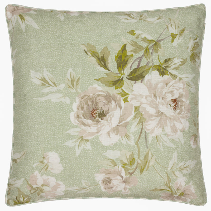 Floral Green Cushions - Adele Floral Chenille Cushion Cover Sage Sanderson